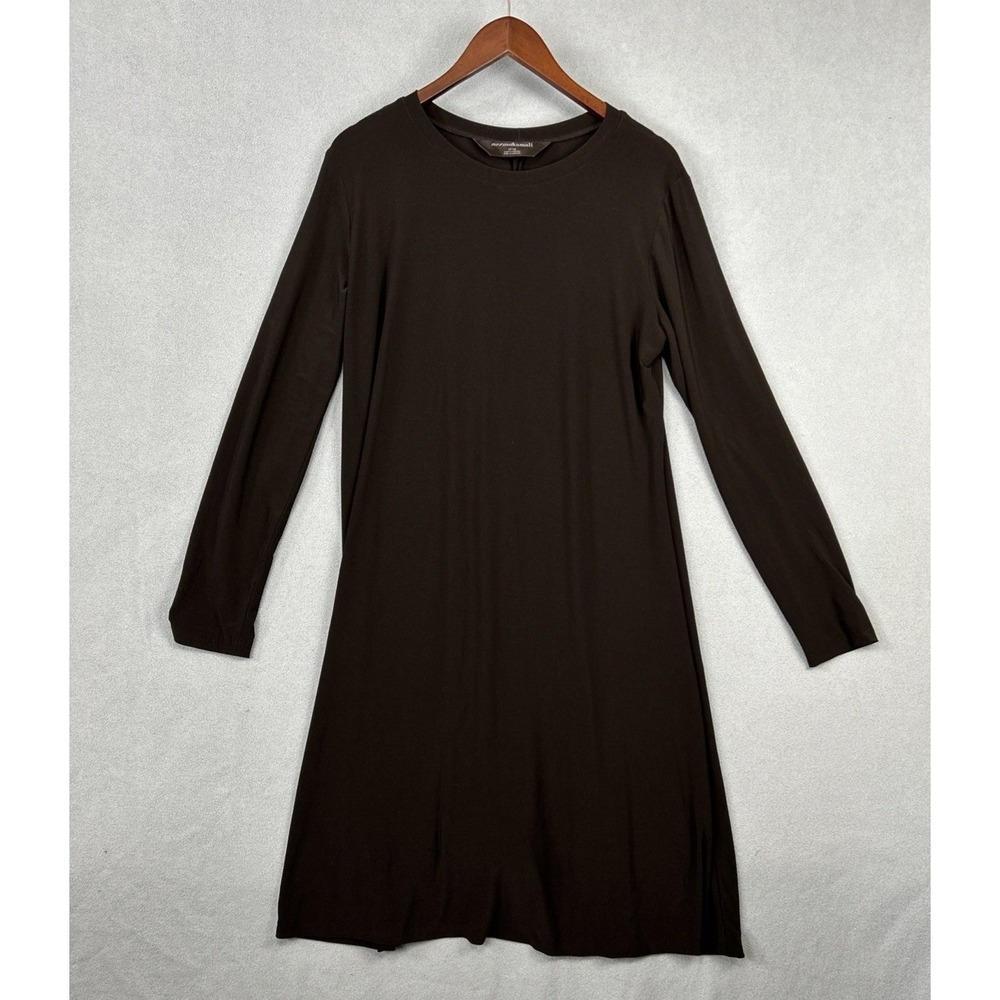 Norma Kamali Womens Tunic‎ Dress Size XL Long Sleeve LBD Black Basic Stretchy